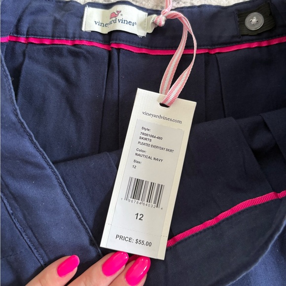 Vineyard Vine Girls’ Pleated Everyday Skirt Nautical Blue NWT Size 12 Preppy Zip - Picture 2 of 6